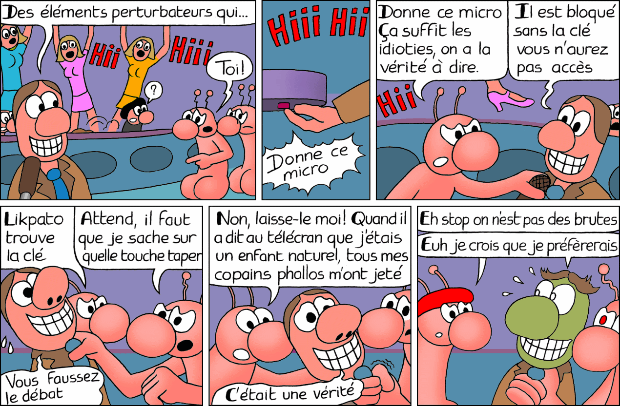 LE SPEAKER et son &ecute;ternel sourire insolent a bloqué le micro. Les Rouges s'en occupent